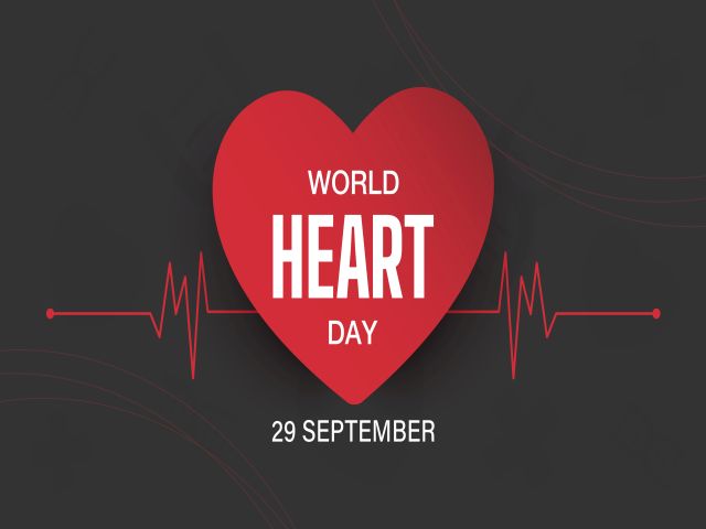 Rotes Herz mit der Aufschrift „World Heart Day“ und einem EKG-Linienmuster, darunter das Datum 29. September.